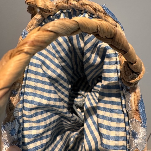 🌸Woven Floral Handbag - Blue and Tan - Picture 5 of 10